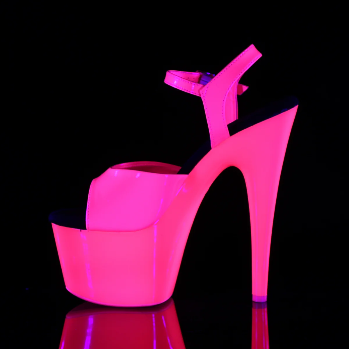 Neon H. Pink 7 Inch Exotic Dancer Platform Shoes - Pleaser ADORE-709UV - Image 3