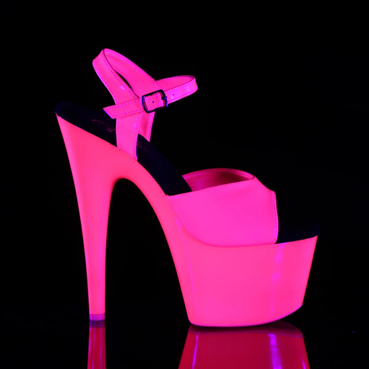 Neon H. Pink 7 Inch Exotic Dancer Platform Shoes - Pleaser ADORE-709UV - Image 5