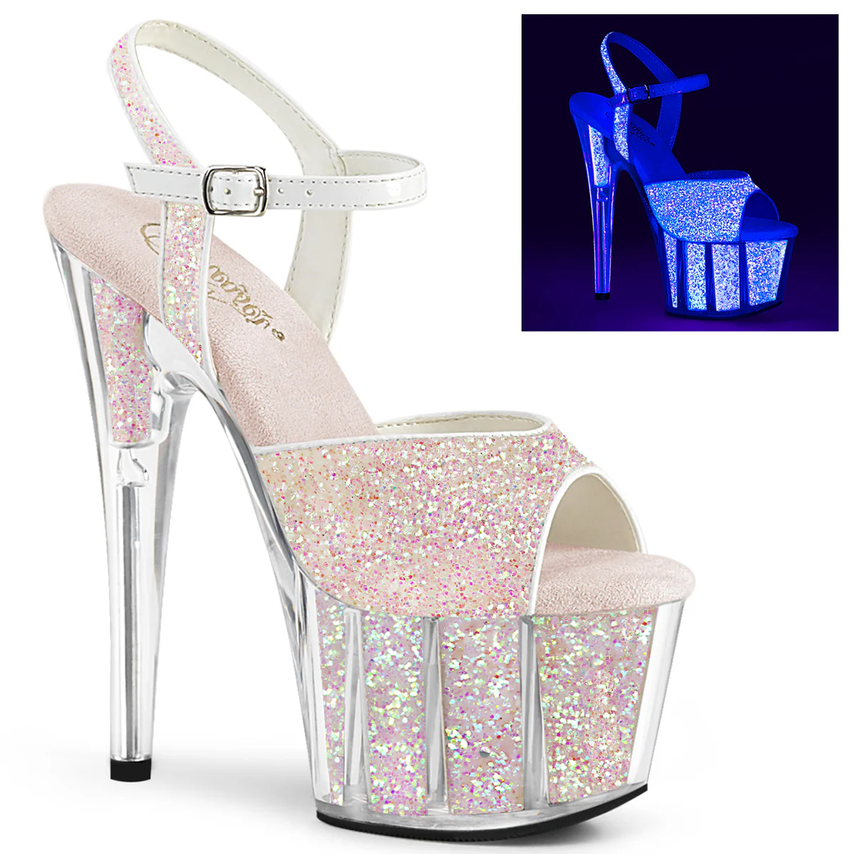 Neon Opal Glitter 7 Inch Exotic Dance Platform Shoes - Pleaser ADORE-710UVG