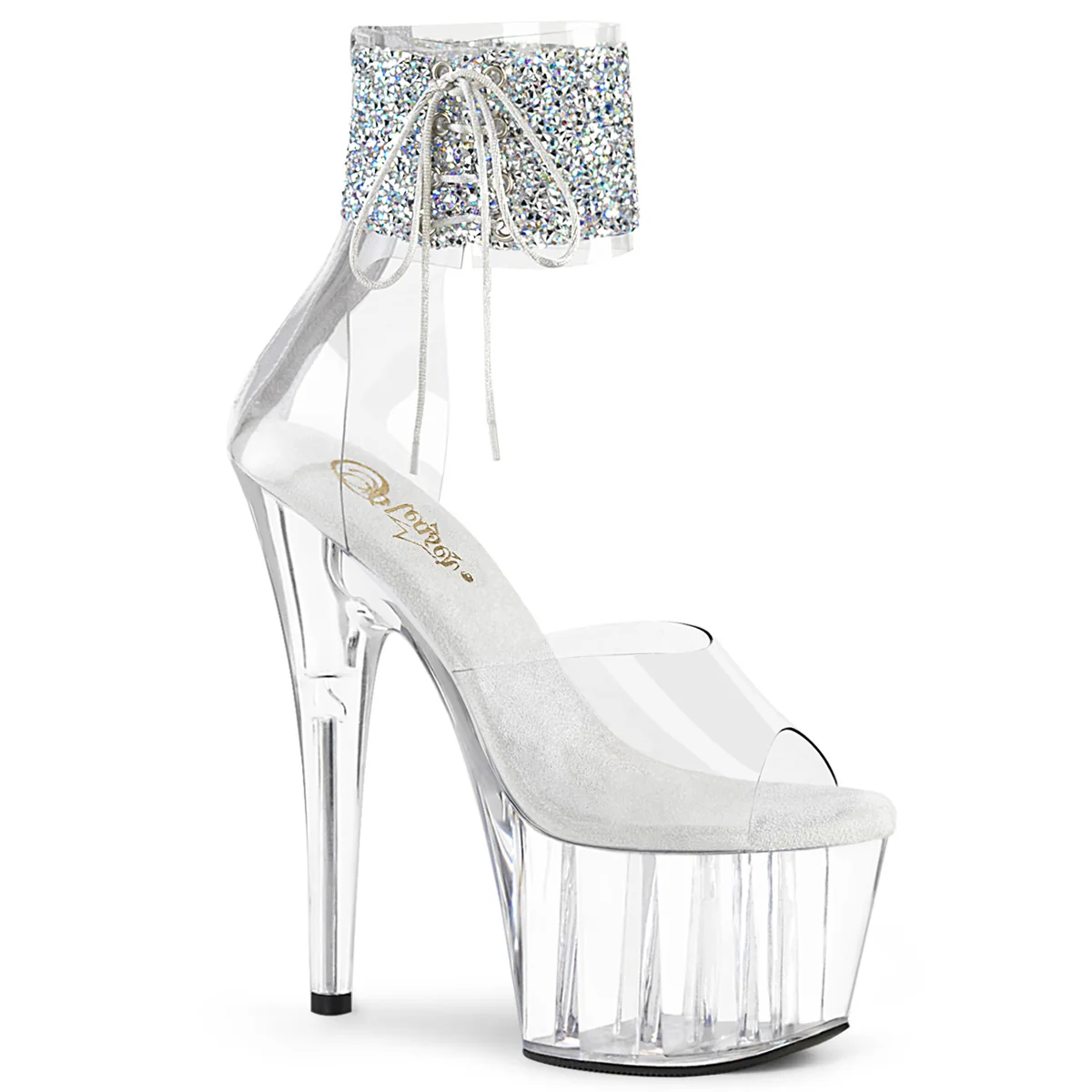 Clear 7 Inch Pole Dancer Platform Shoes - Pleaser ADORE-724RS-02 - Image 6