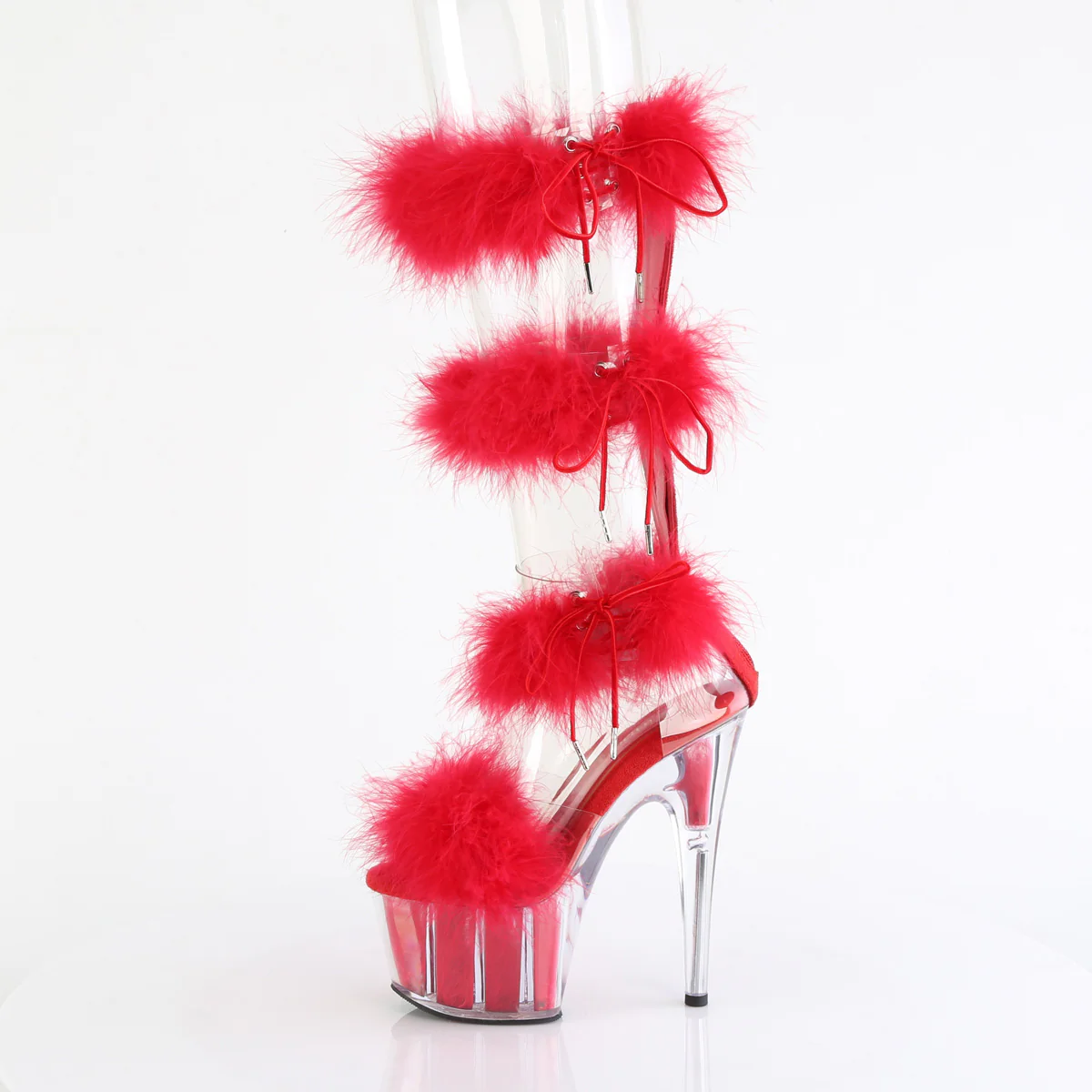 Red 7 Inch Pole Dancer Platform Shoes -  Pleaser ADORE-728F - Image 3