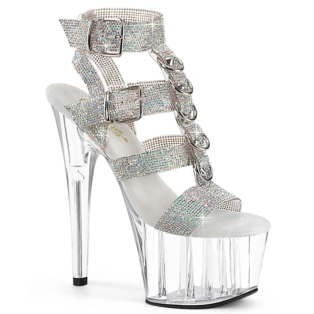 Silver 7 Inch Pole Dancer Platform Shoes - Pleaser ADORE-756RS