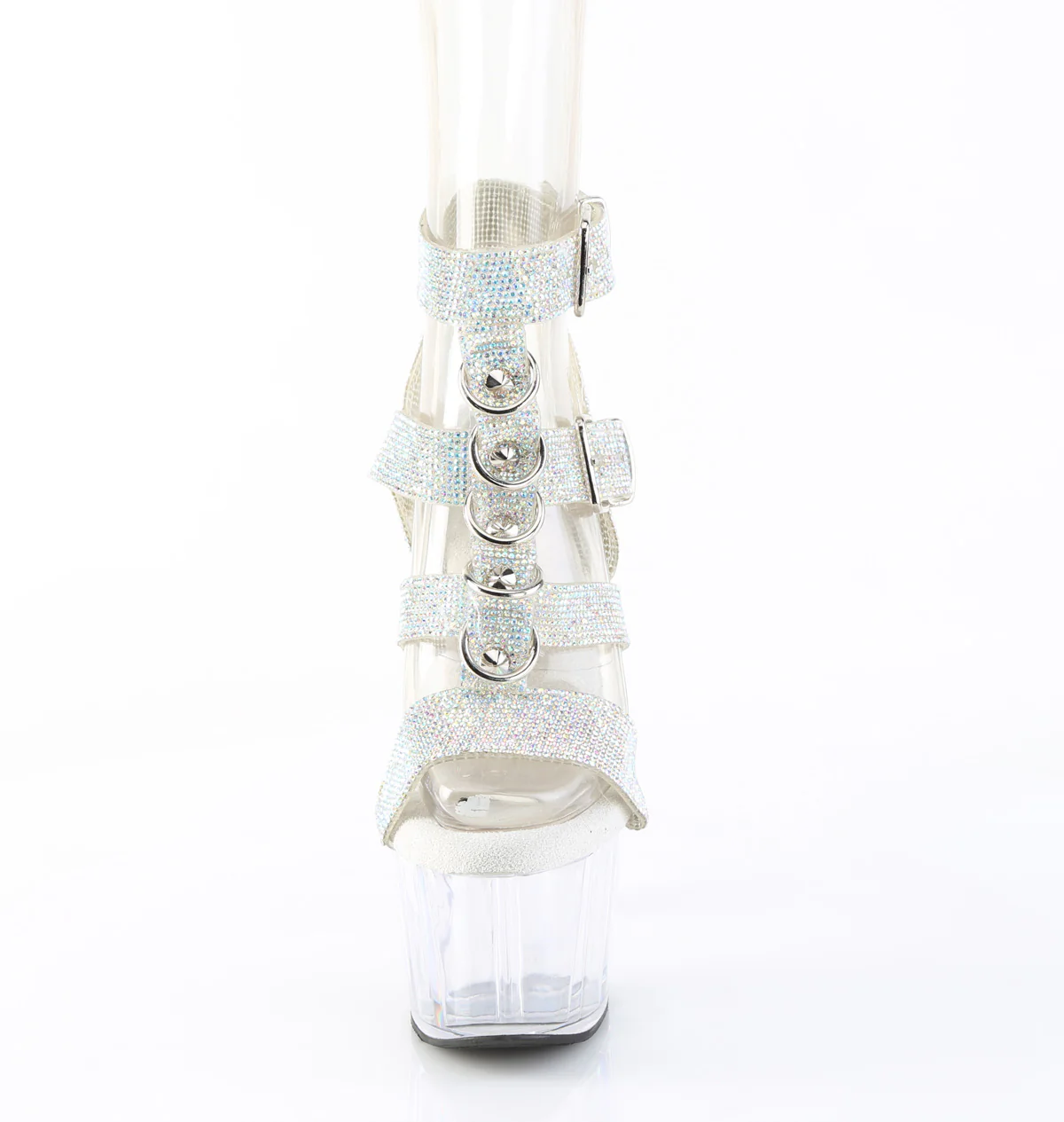 Silver 7 Inch Pole Dancer Platform Shoes - Pleaser ADORE-756RS - Image 2