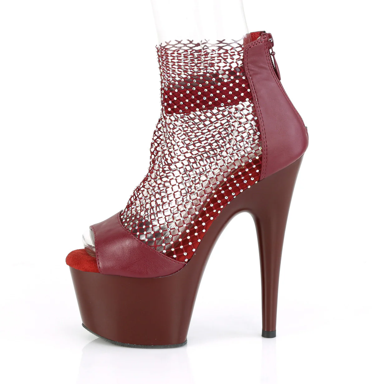Burgundy 7 Inch Pole Dancer Platform Shoes - Pleaser ADORE-765RM - Image 3