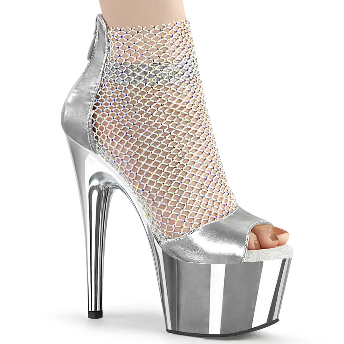Silver 7 Inch Dancers Platform Shoes -  Pleaser ADORE-765RM - Image 6