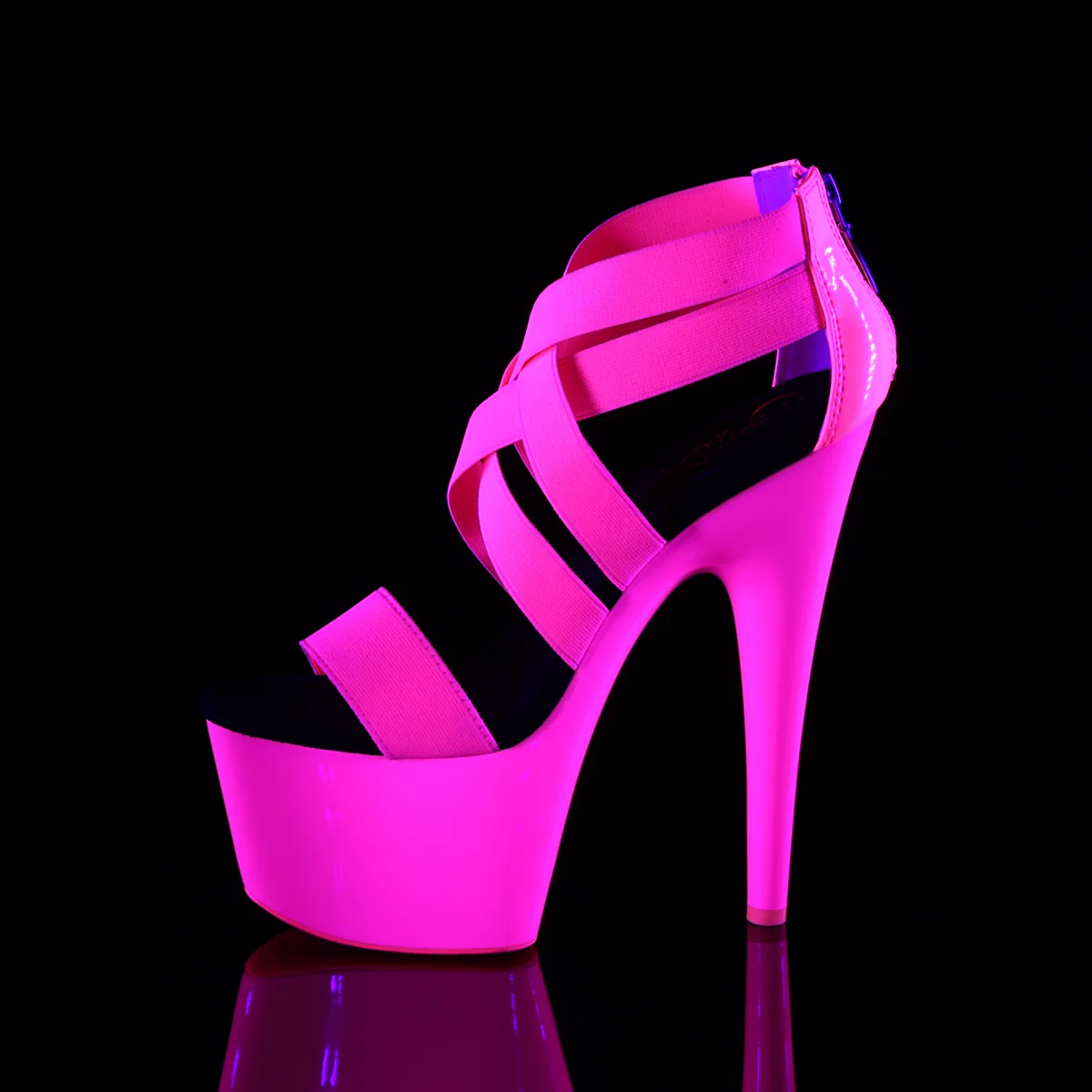 Neon H. Pink 7 Inch Strippers Platform Shoes -  Pleaser ADORE-769UV - Image 3