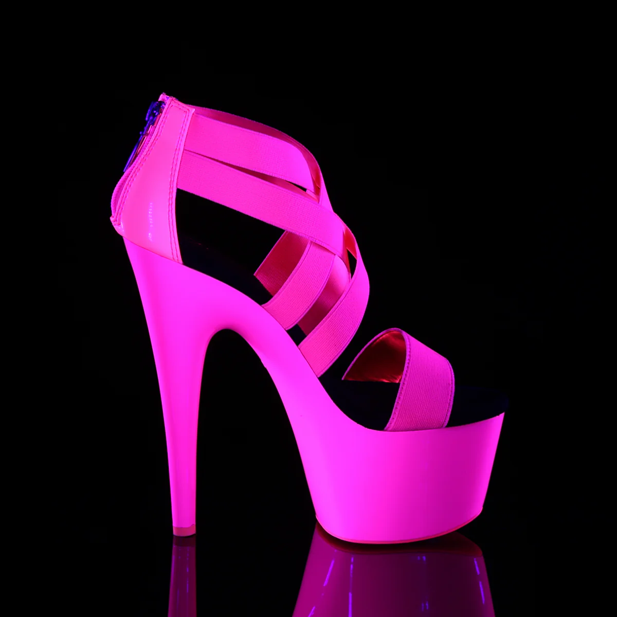 Neon H. Pink 7 Inch Strippers Platform Shoes -  Pleaser ADORE-769UV - Image 5
