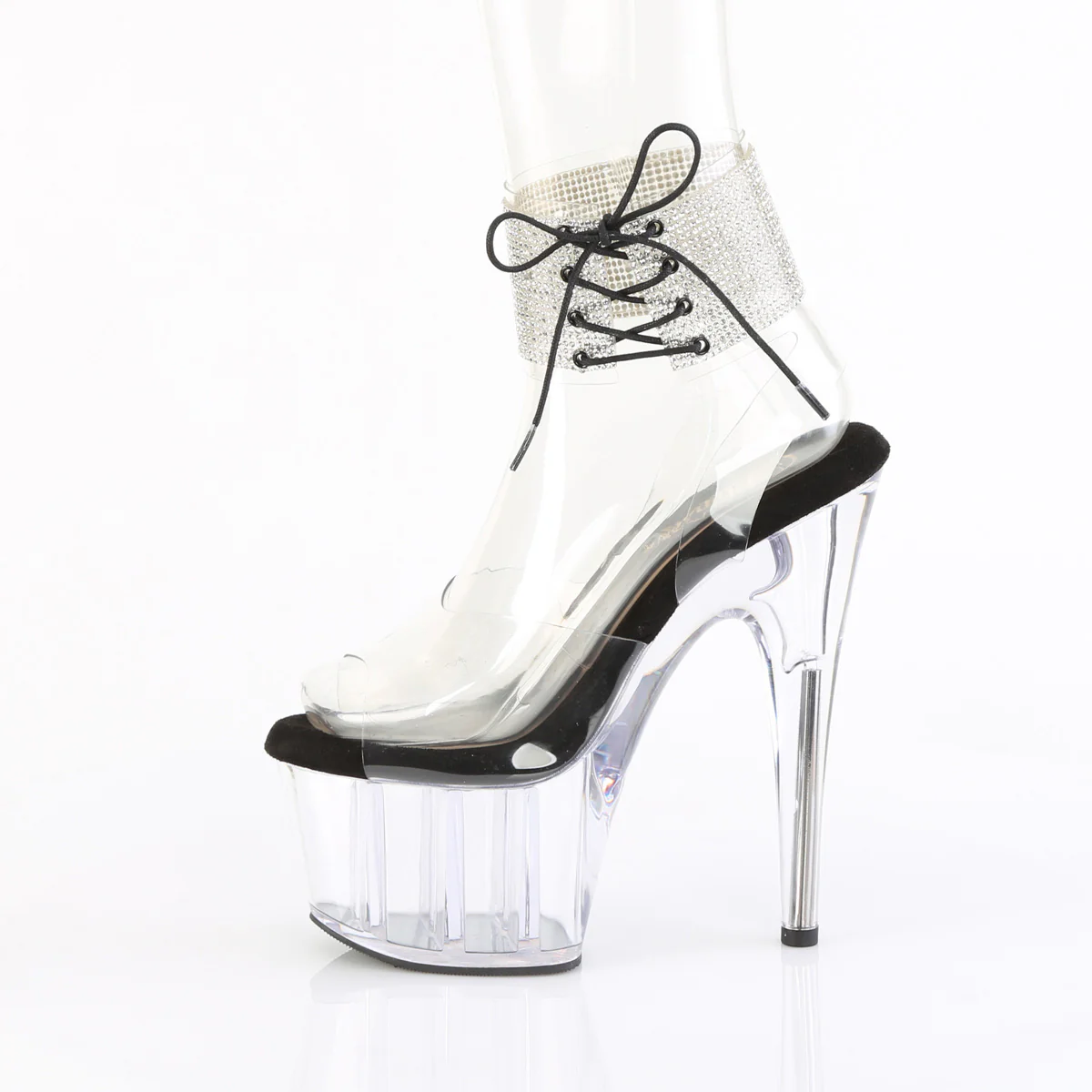 Clear 7 Inch Pole Dancer Platform Shoes -  Pleaser ADORE-791-2RS - Image 3