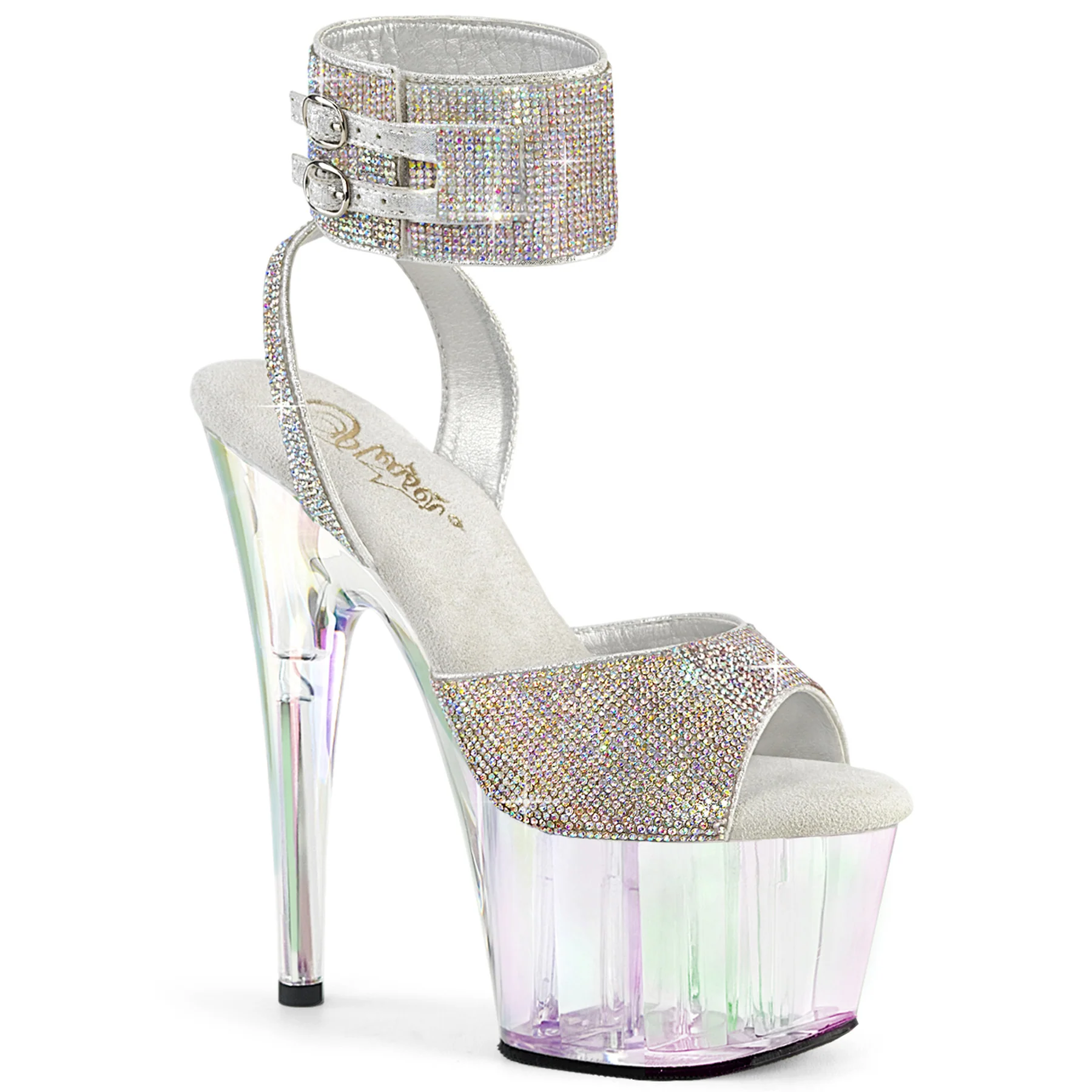 Silver 7 Inch Pole Dancer Platform Shoes - Pleaser ADORE-791HTRS