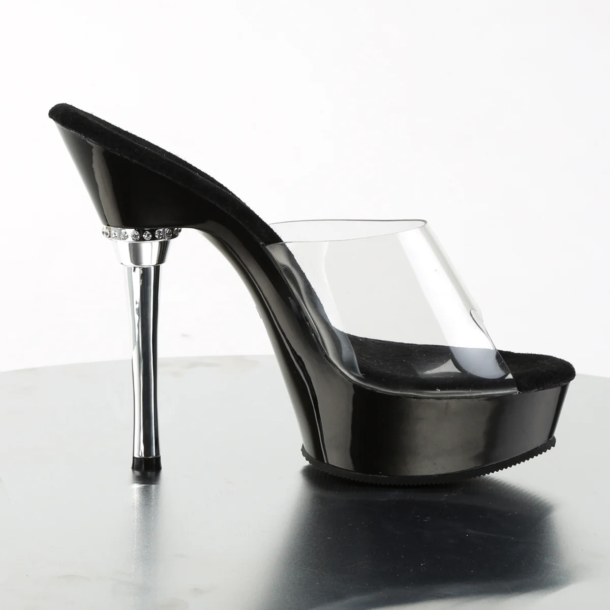 Clear Black 5.5 Inch Strippers Platform Shoes -  Pleaser ALLURE-601 - Image 5