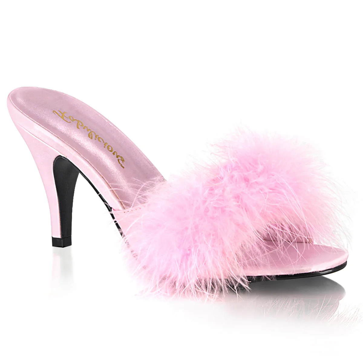 Baby Pink 3 Inch Bedroom Shoes - Fabulicious AMOUR-03 - Image 6