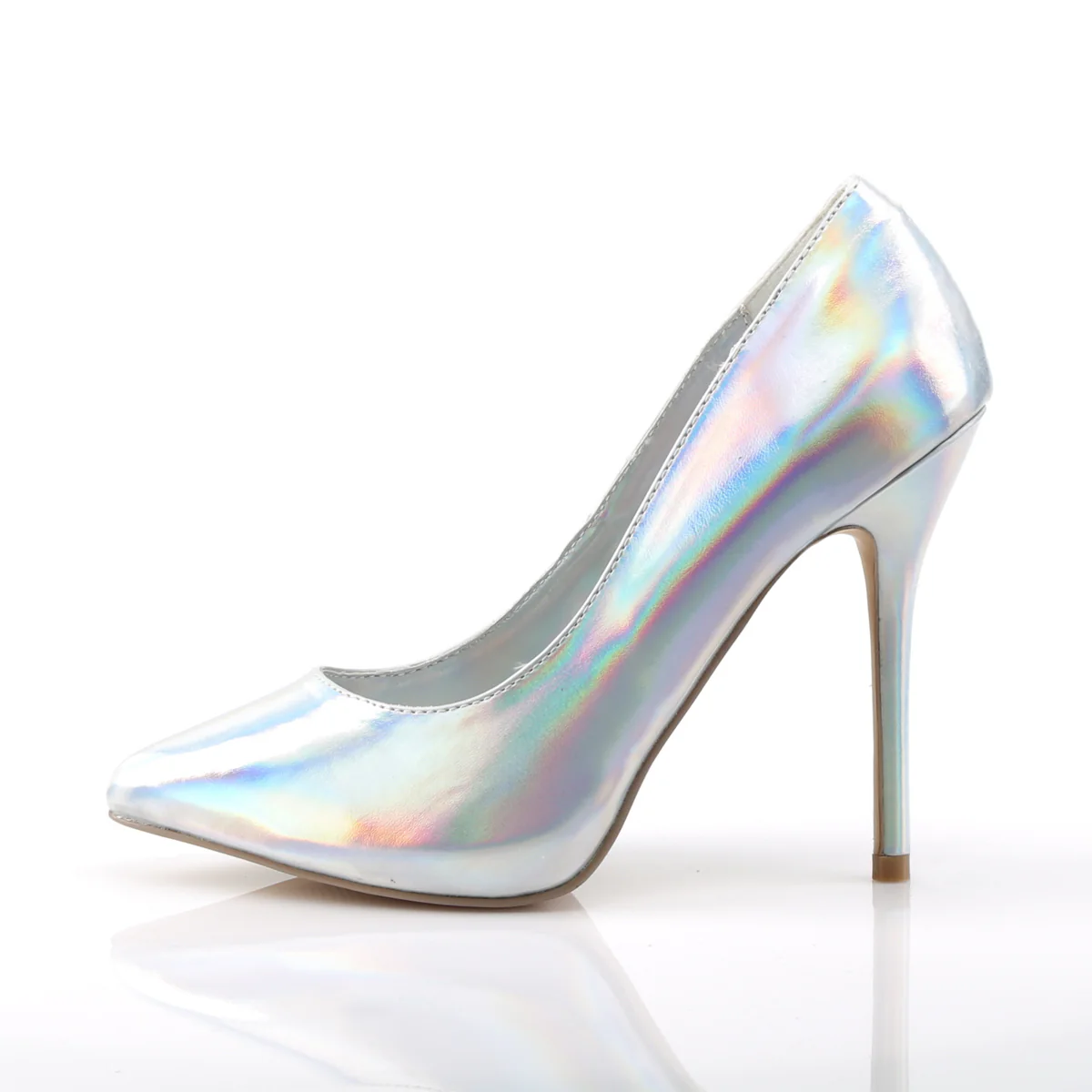 Silver Holo 5 Inch Submissive Single Sole Shoes - Pleaser AMUSE-20 - Image 3
