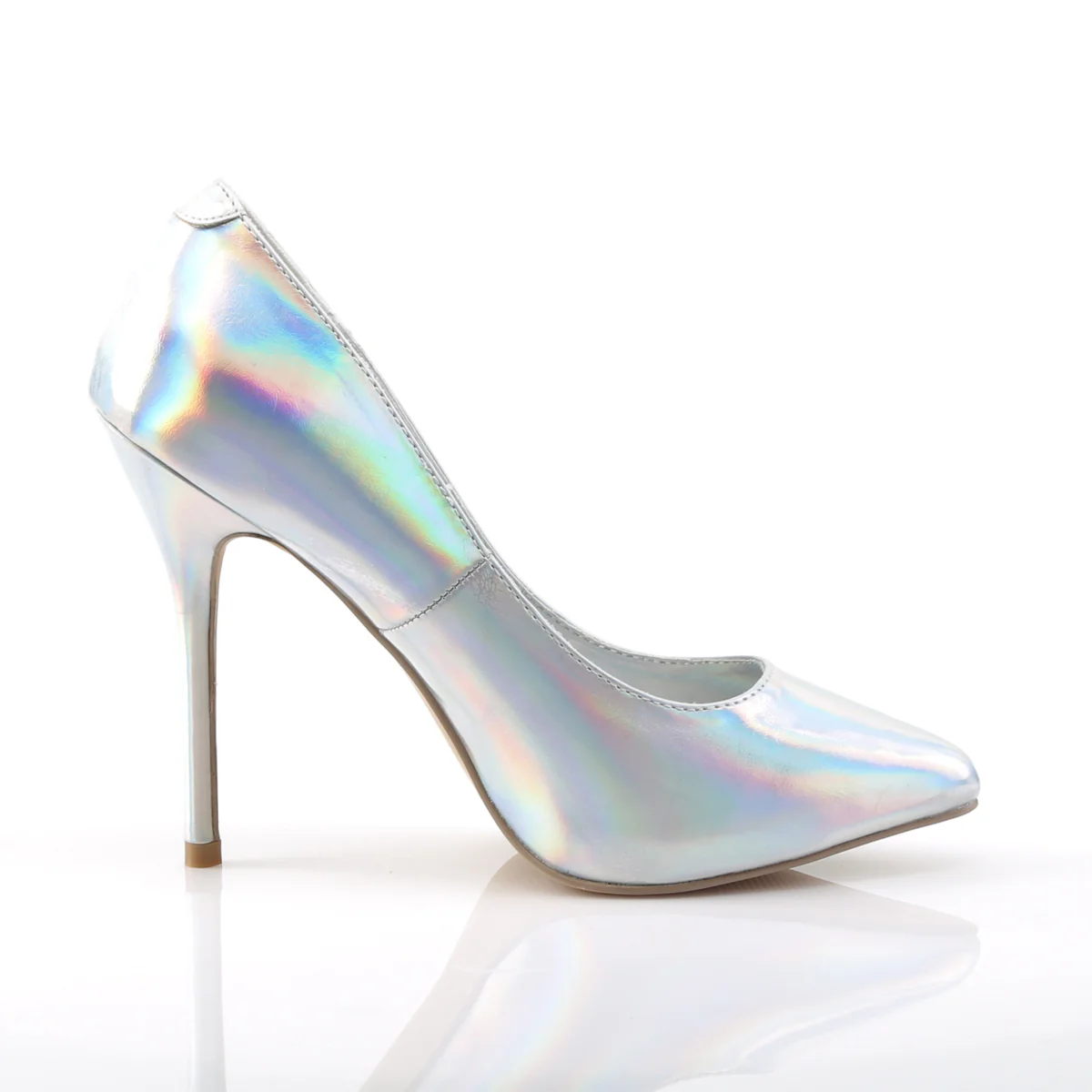 Silver Holo 5 Inch Submissive Single Sole Shoes - Pleaser AMUSE-20 - Image 5
