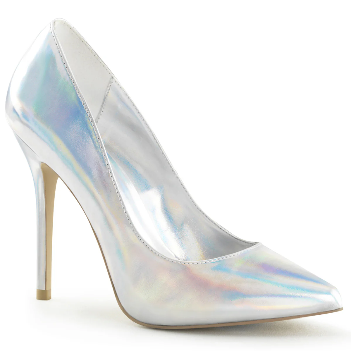 Silver Holo 5 Inch Submissive Single Sole Shoes - Pleaser AMUSE-20 - Image 6