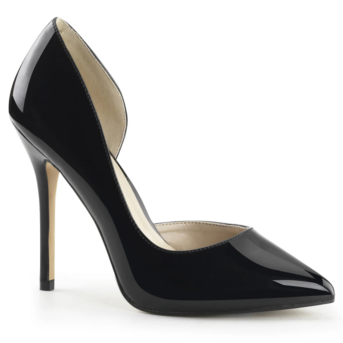 Black 5 Inch Fetish Single Sole Shoes -  Pleaser AMUSE-22
