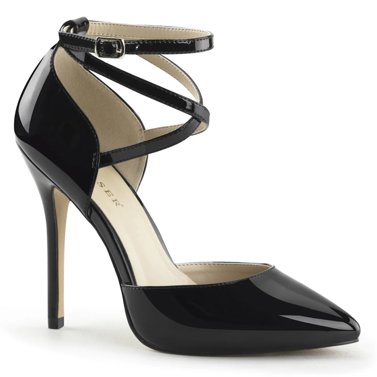 Black 5 Inch Erotic Single Sole Shoes -  Pleaser AMUSE-25 - Image 6