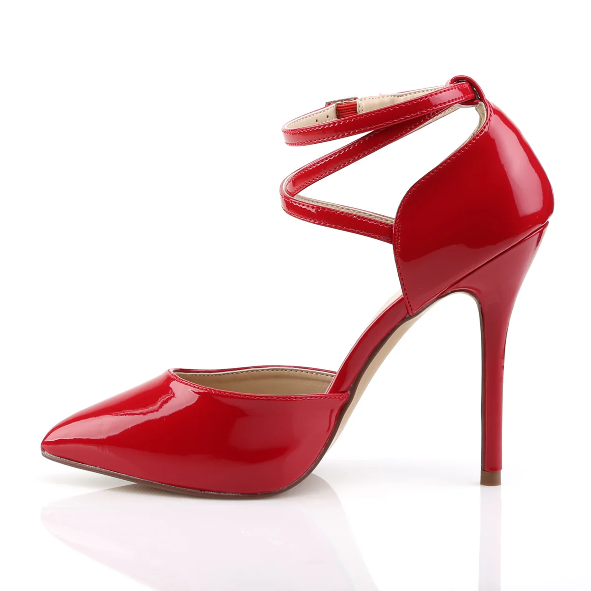 Red 5 Inch Flirty Single Sole Shoes - Pleaser AMUSE-25 - Image 3
