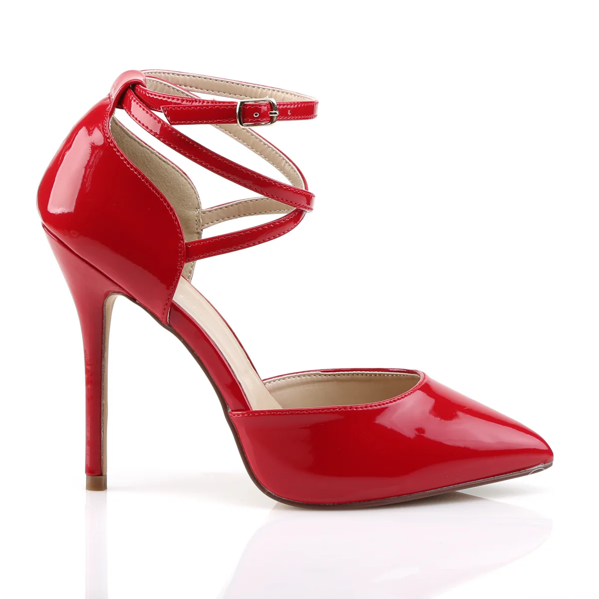 Red 5 Inch Flirty Single Sole Shoes - Pleaser AMUSE-25 - Image 5