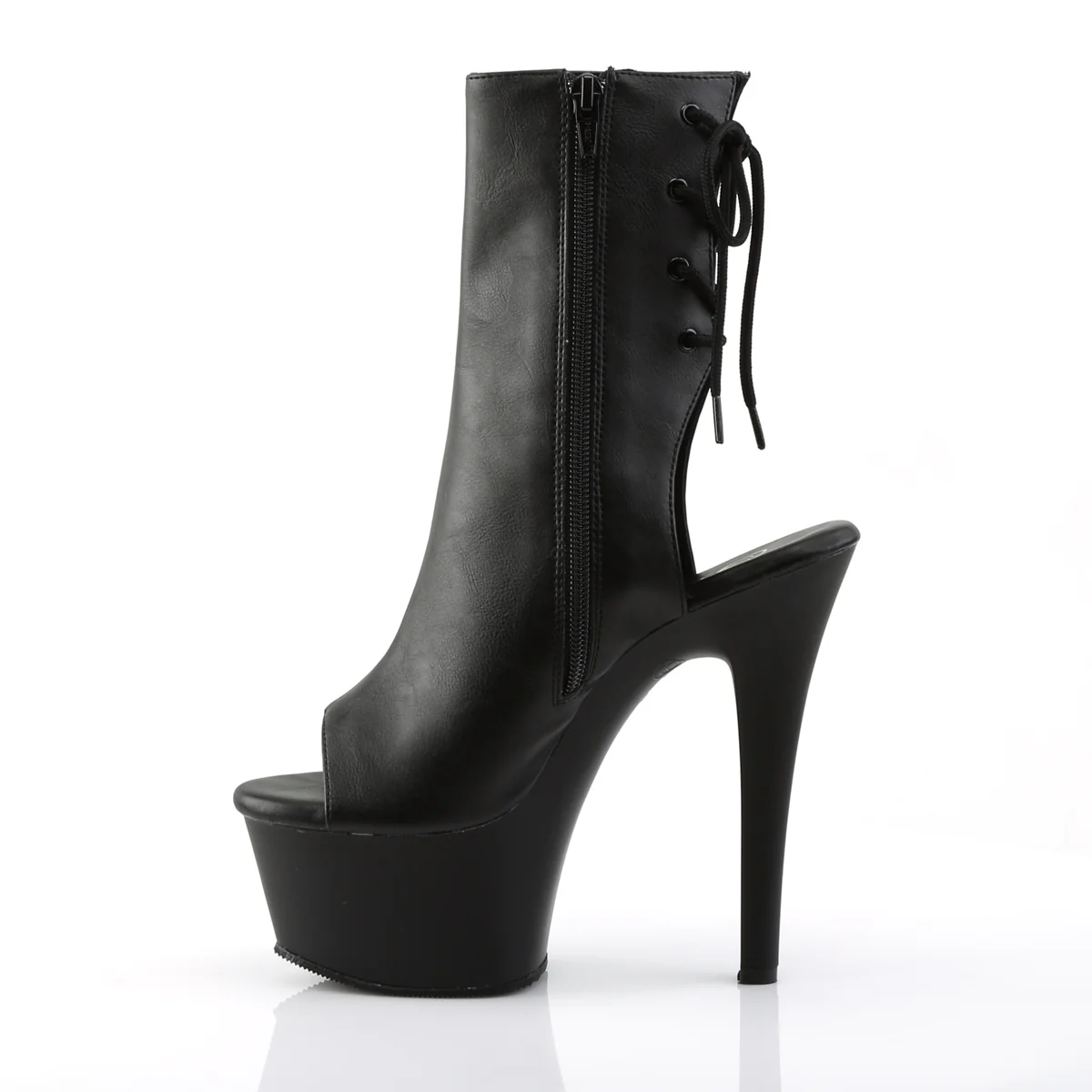 Black 6 Inch Platform Ankle Boots -  Pleaser ASPIRE-1018 - Image 3