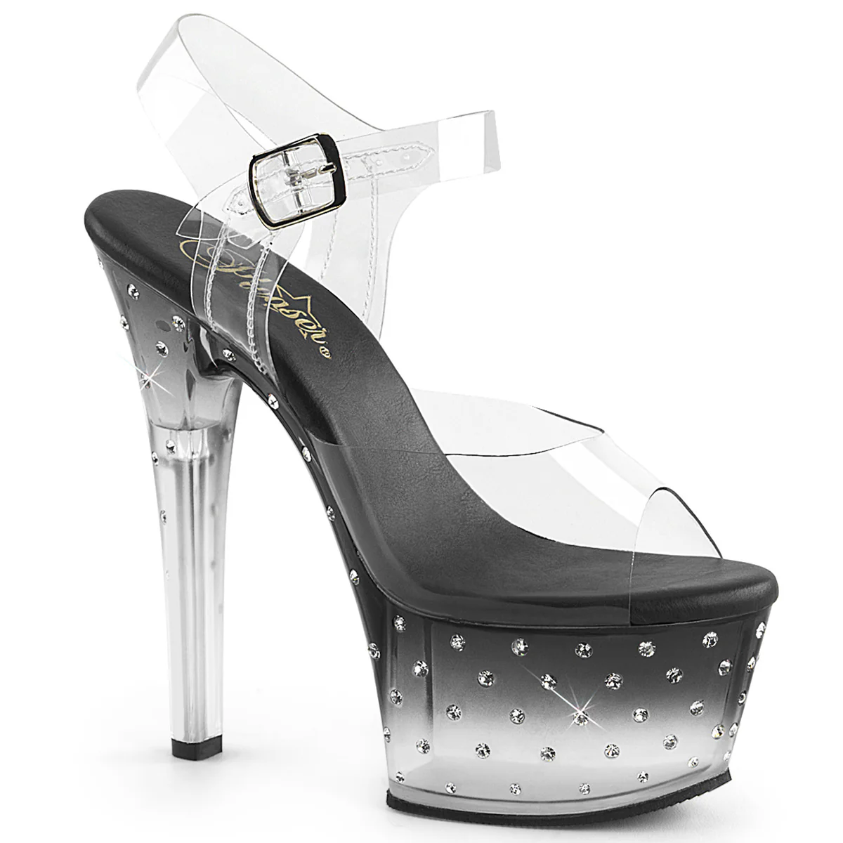 Clear Black 6 Inch Platform High Heels - Pleaser ASPIRE-608STD