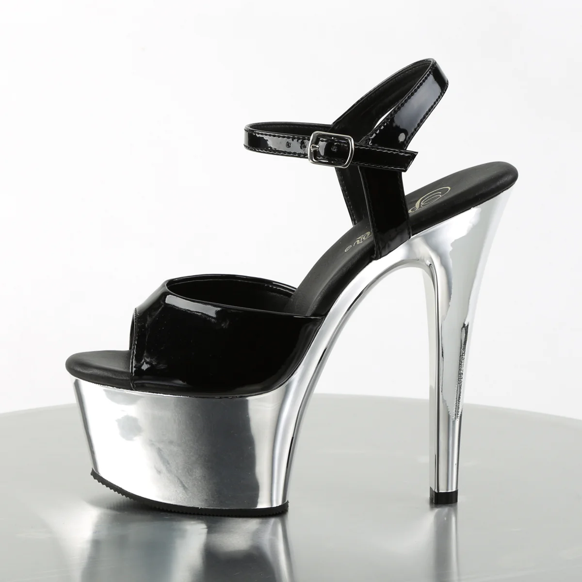 Black Silver 6 Inch Tempting High Heels -  Pleaser ASPIRE-609 - Image 3