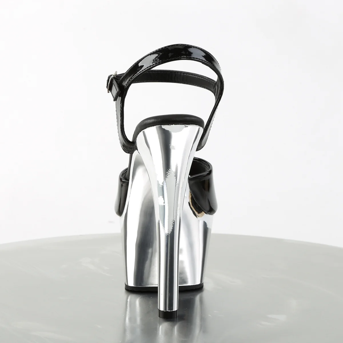 Black Silver 6 Inch Tempting High Heels -  Pleaser ASPIRE-609 - Image 4
