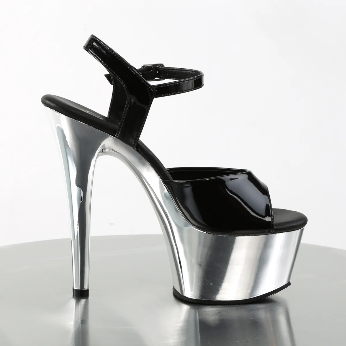 Black Silver 6 Inch Tempting High Heels -  Pleaser ASPIRE-609 - Image 5