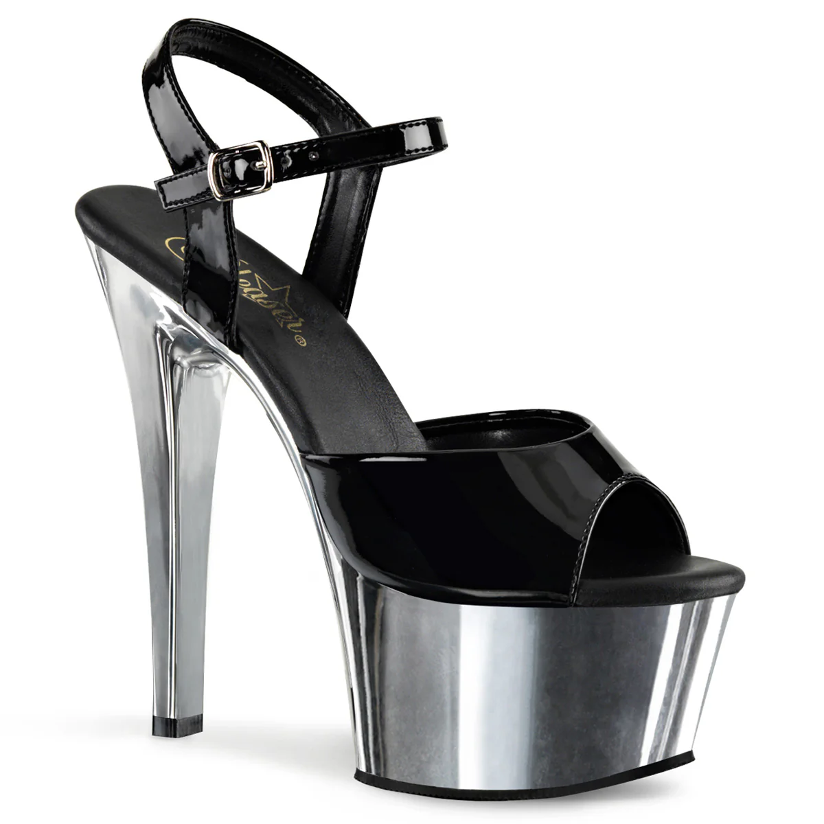 Black Silver 6 Inch Tempting High Heels -  Pleaser ASPIRE-609 - Image 6