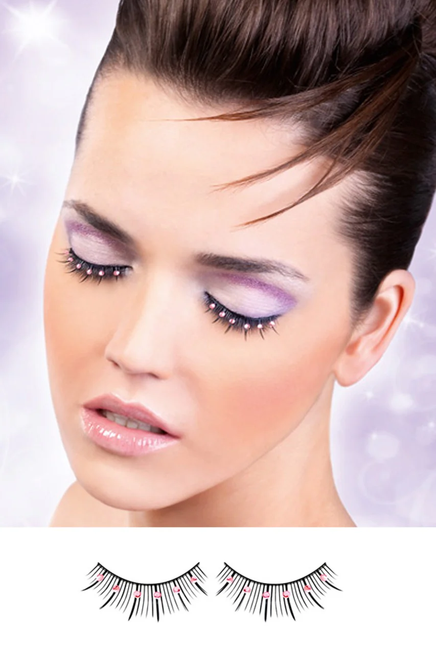 BE486 Baci Black-Baby Pink Rhinestone Eyelashes