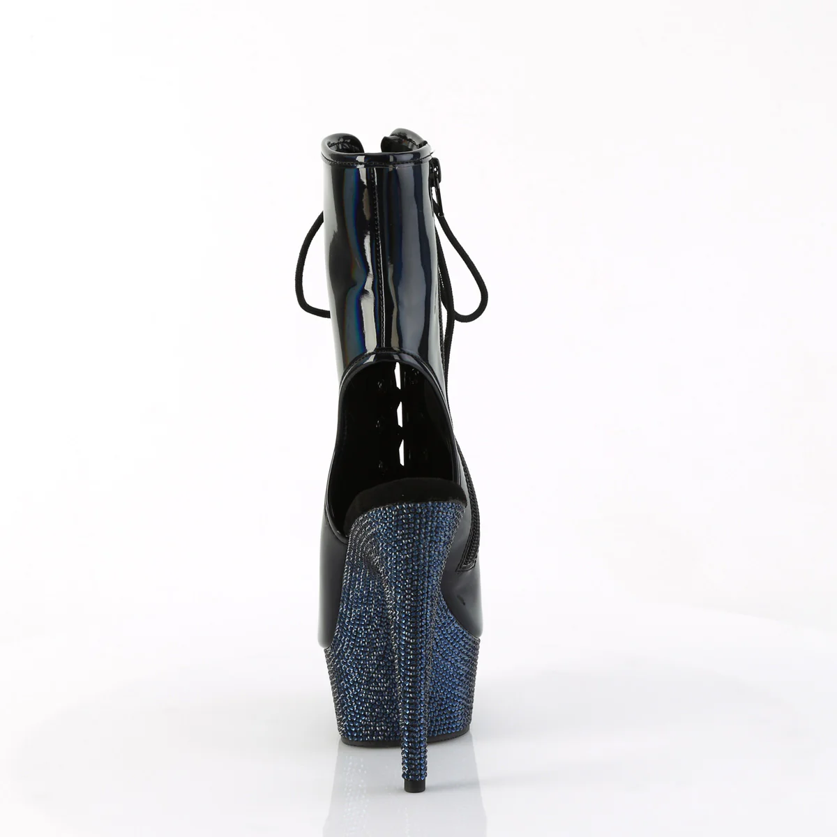 Black 6 Inch Bling Platform Boots - Pleaser BEJEWELED-1016-6 - Image 4