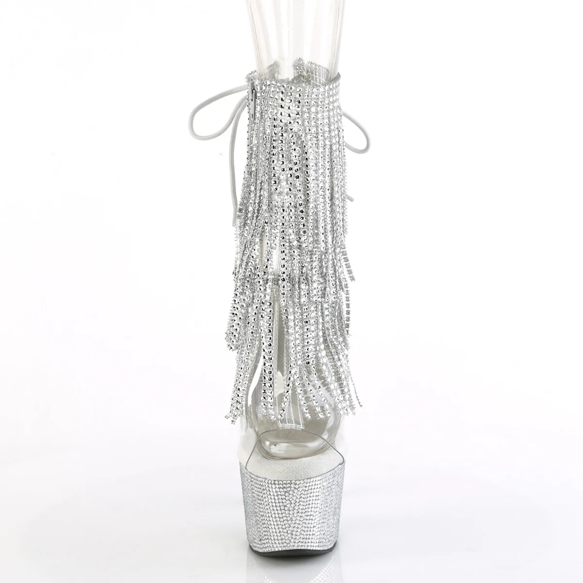 Clear 7 Inch Glamour Models Ankle Boots - Pleaser BEJEWELED-1017RSF-7 - Image 2