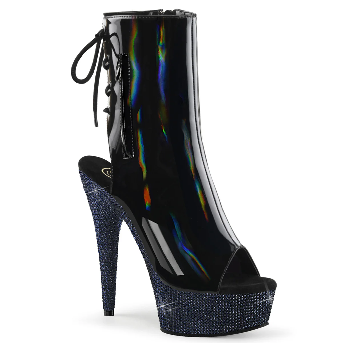 Black 6 Inch Exotic Bling Ankle Boots - Pleaser BEJEWELED-1018DM-6