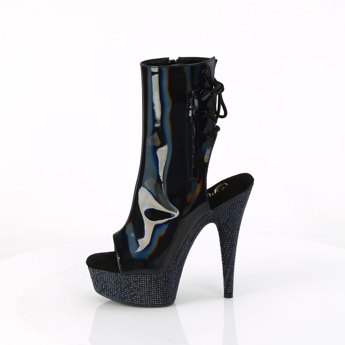 Black 6 Inch Exotic Bling Ankle Boots - Pleaser BEJEWELED-1018DM-6 - Image 3