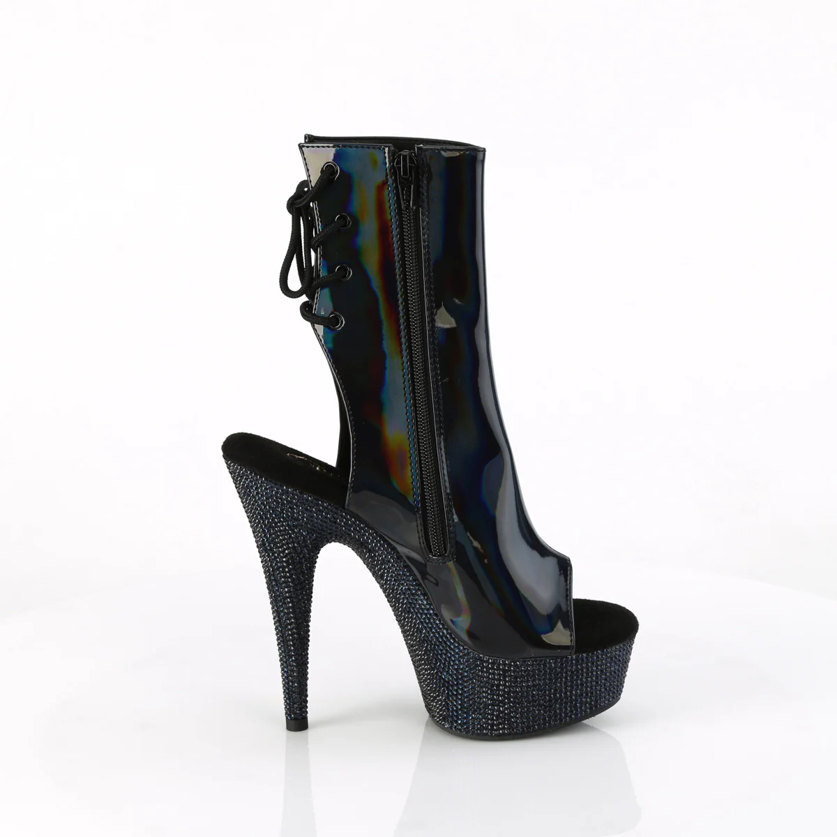 Black 6 Inch Exotic Bling Ankle Boots - Pleaser BEJEWELED-1018DM-6 - Image 5