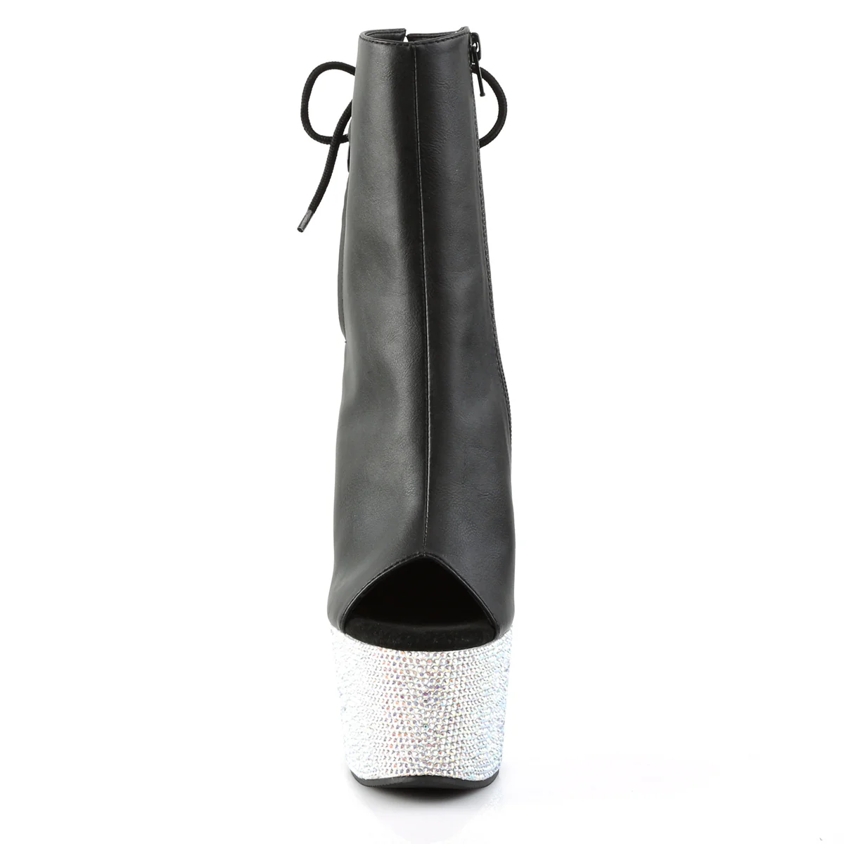 Black 7 Inch Rhinestones Ankle Boots - Pleaser BEJEWELED-1018DM-7 - Image 2