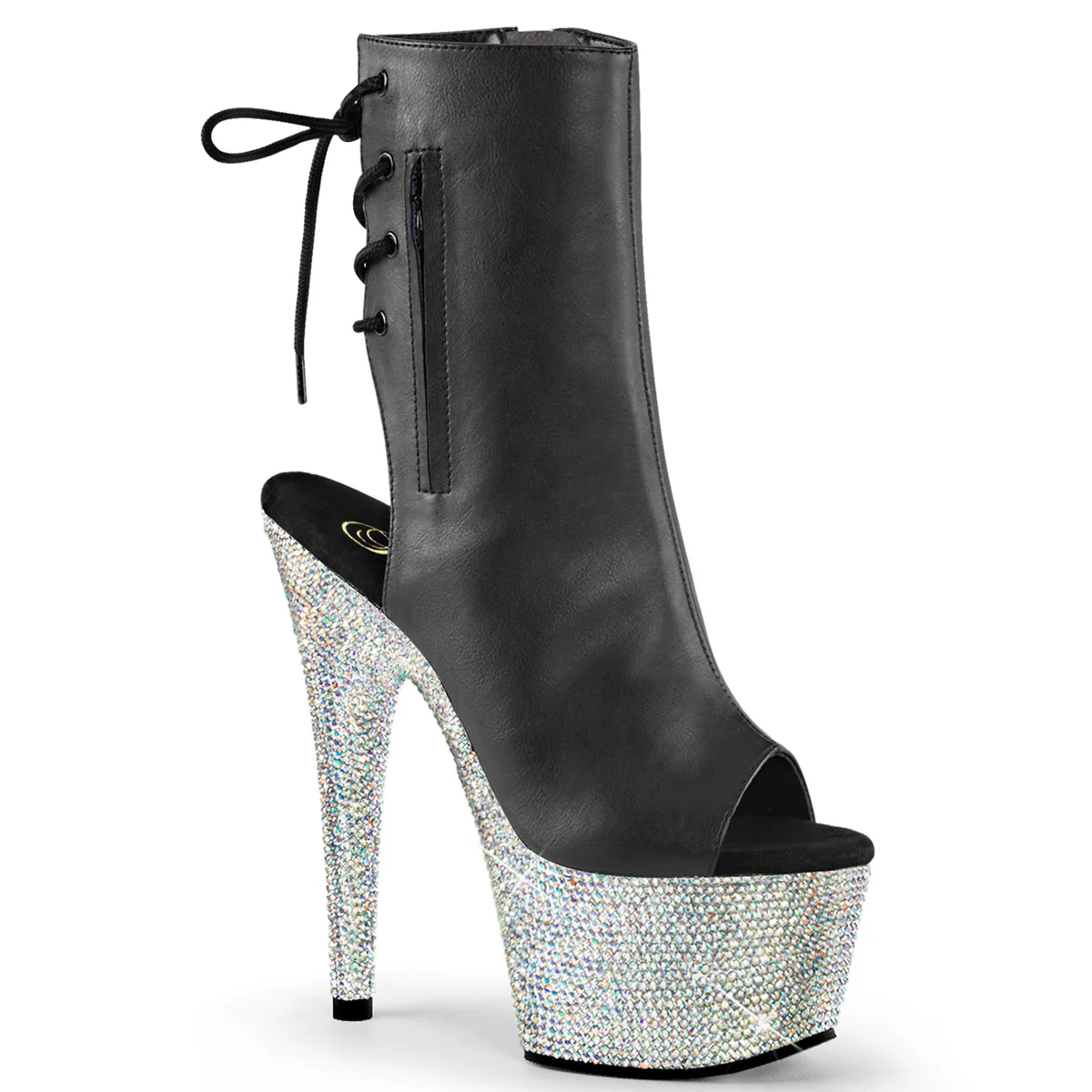 Black 7 Inch Rhinestones Ankle Boots - Pleaser BEJEWELED-1018DM-7 - Image 6