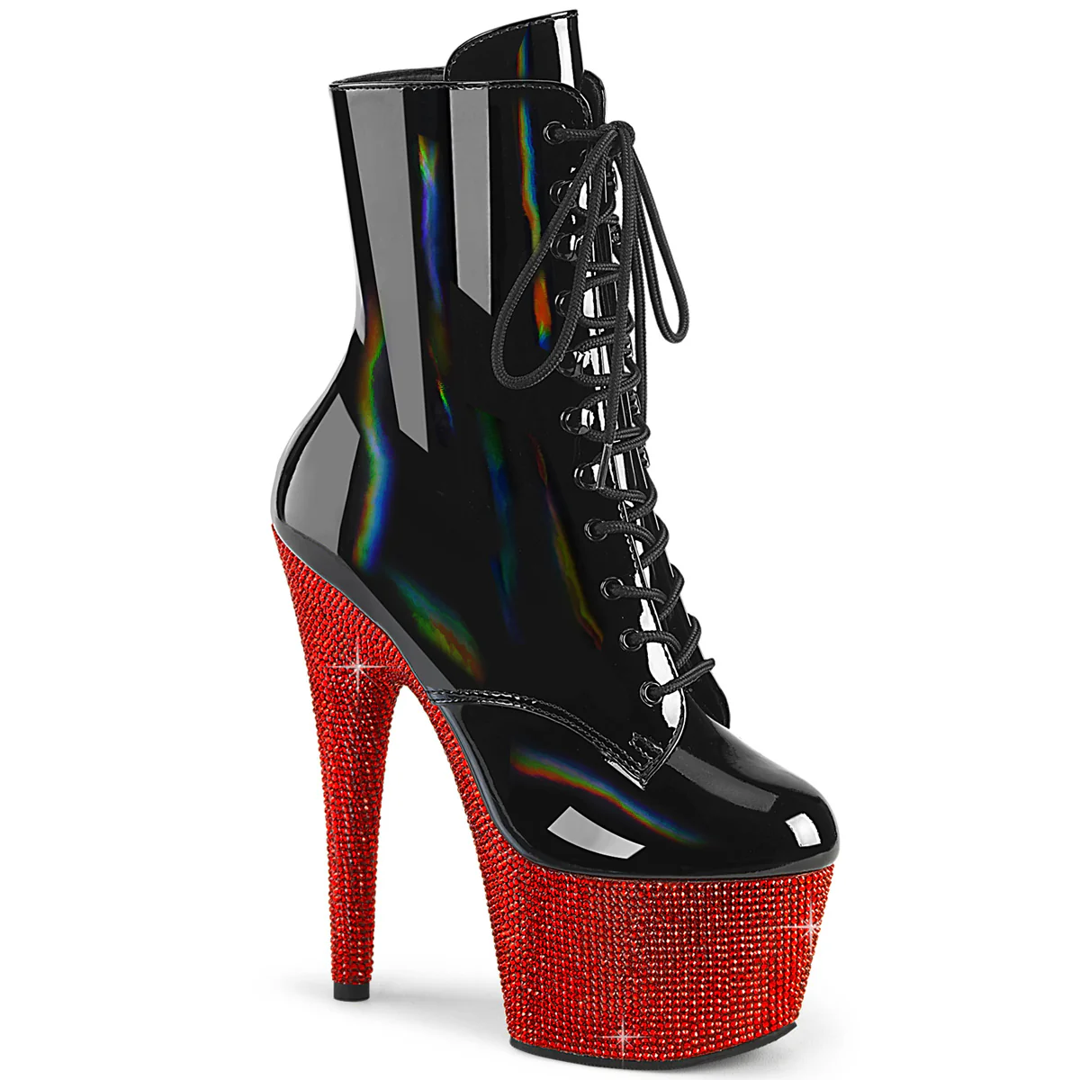 Black 7 Inch Pole Dance Ankle Boots - Pleaser BEJEWELED-1020-7