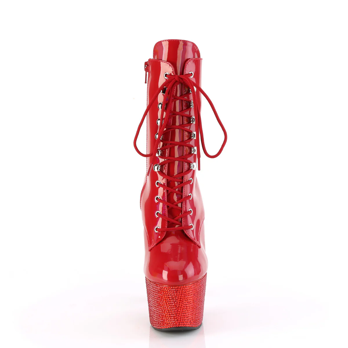 Red Holo 7 Inch Pole Dance Ankle Boots - Pleaser BEJEWELED-1020-7 - Image 2