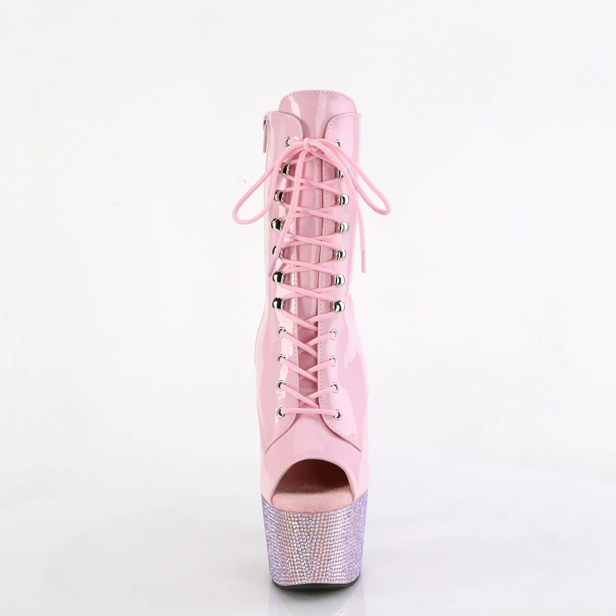 Baby Pink Holo 7 Inch Bling Pole Ankle Boots -  Pleaser BEJEWELED-1021-7 - Image 2
