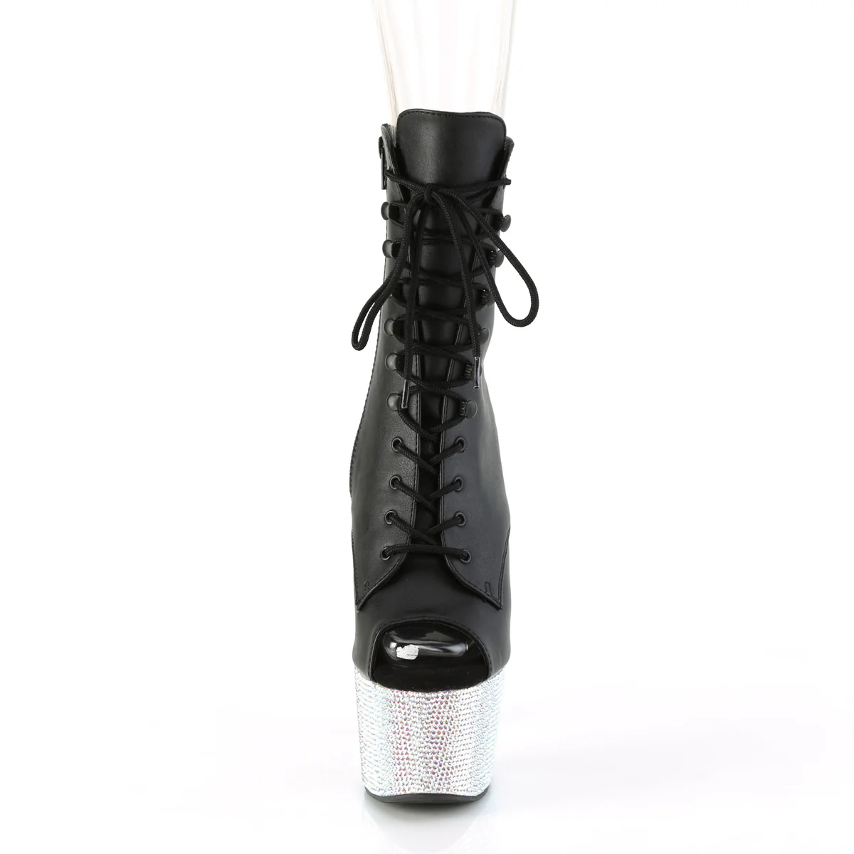 Black 7 Inch Pole Dancer Ankle Boots -  Pleaser BEJEWELED-1021-7 - Image 2