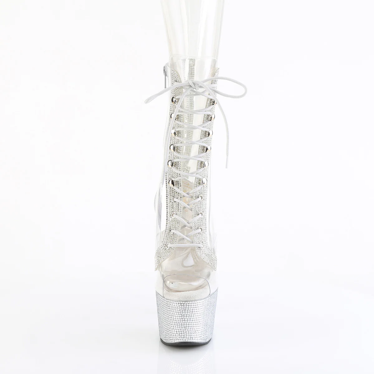 Clear 7 Inch Exotic Dancer Ankle Boots - Pleaser BEJEWELED-1021C-2 - Image 2