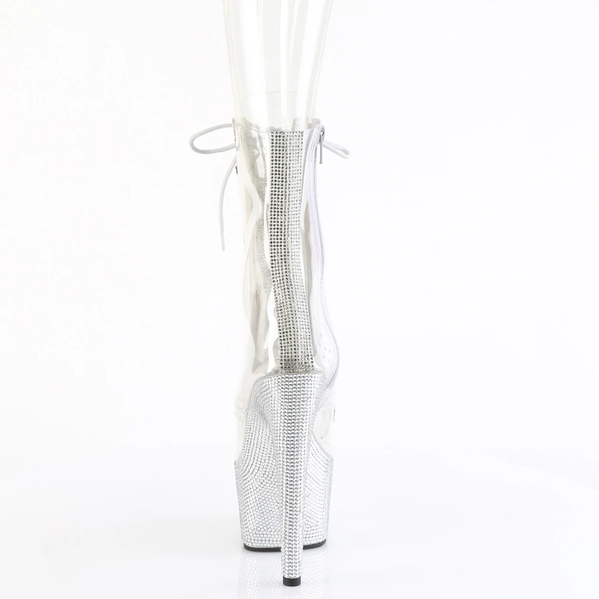 Clear 7 Inch Exotic Dancer Ankle Boots - Pleaser BEJEWELED-1021C-2 - Image 4