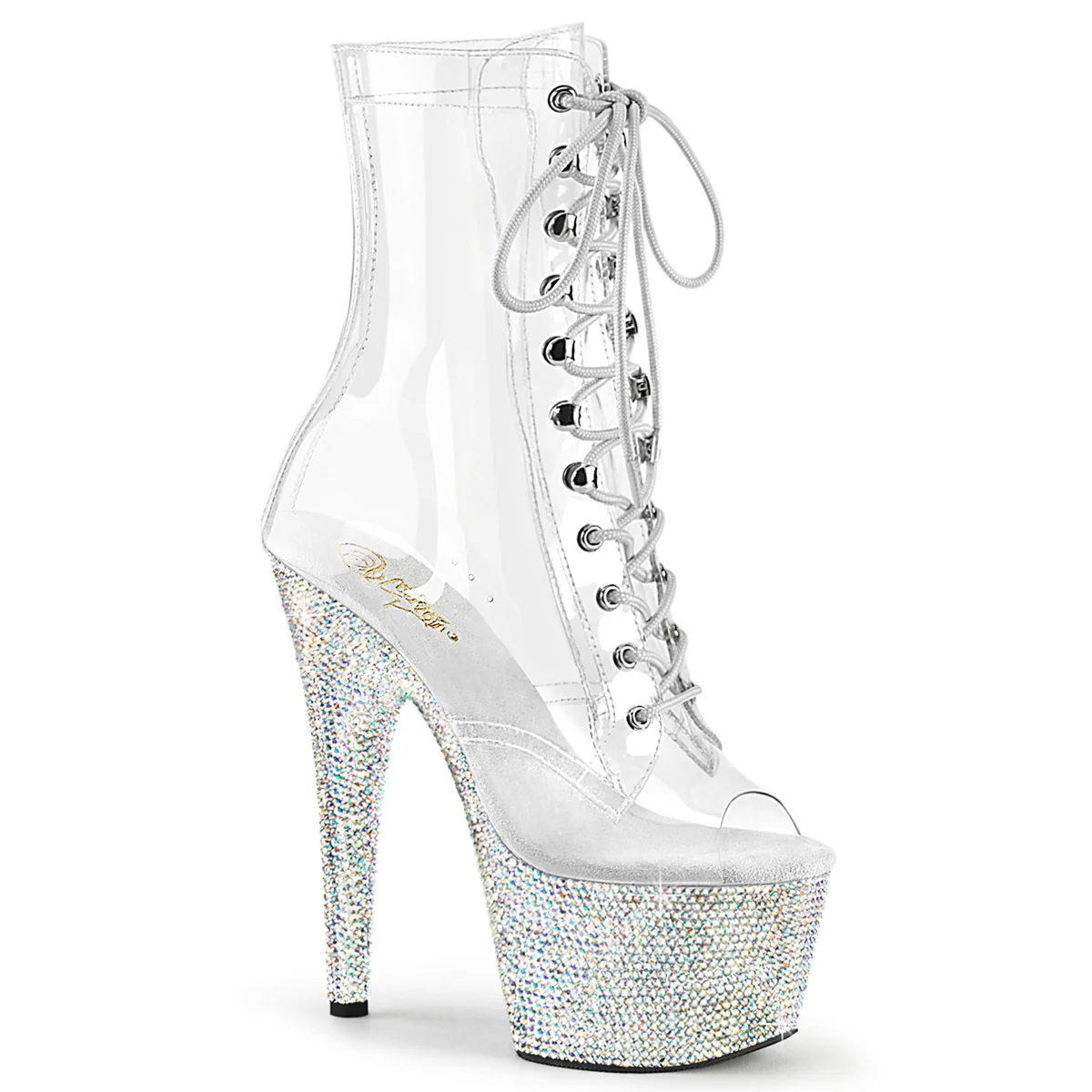 Clear 7 Inch Glamour Models Ankle Boots -  Pleaser BEJEWELED-1021C-7