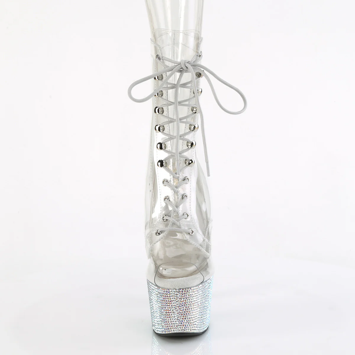 Clear 7 Inch Glamour Models Ankle Boots -  Pleaser BEJEWELED-1021C-7 - Image 2