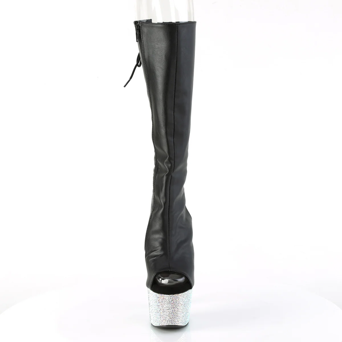 Black 7 Inch Exotic Dancer Knee Boots - Pleaser BEJEWELED-2018-7 - Image 2