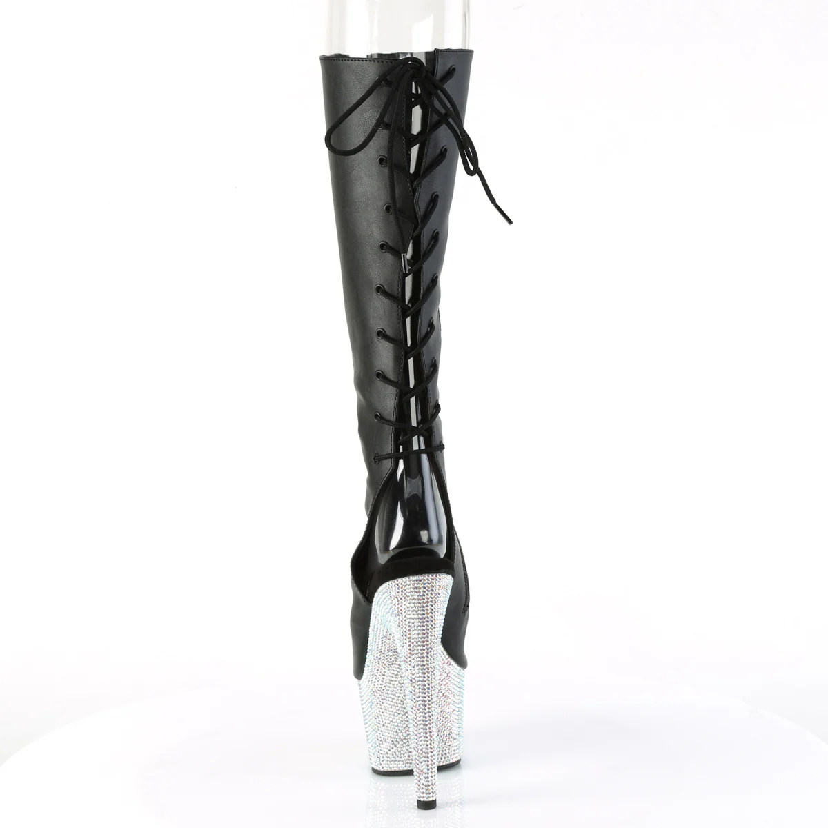 Black 7 Inch Exotic Dancer Knee Boots - Pleaser BEJEWELED-2018-7 - Image 4