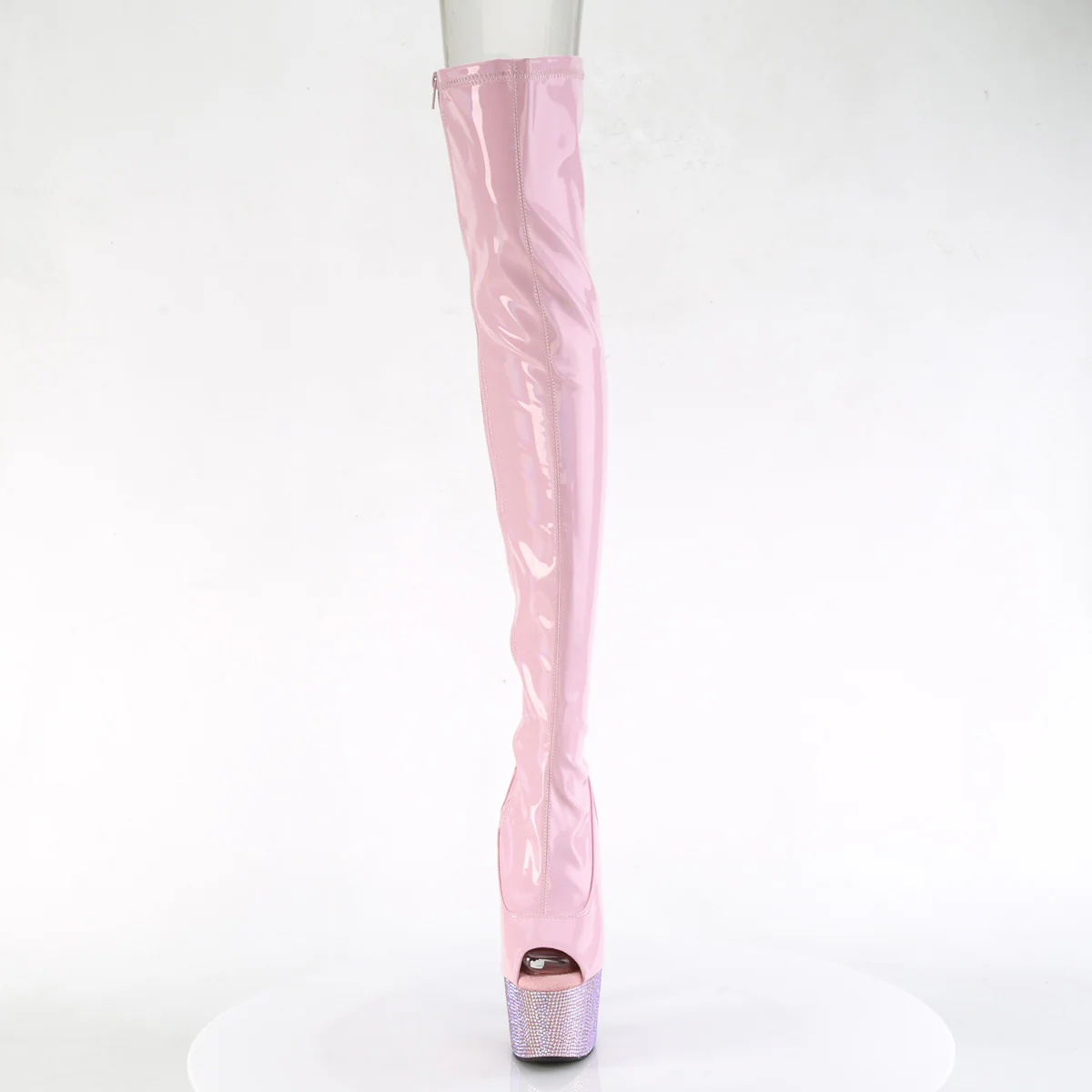 Baby Pink 7 Inch Elegant Dance Thigh High Boots - Pleaser BEJEWELED-3011-7 - Image 2