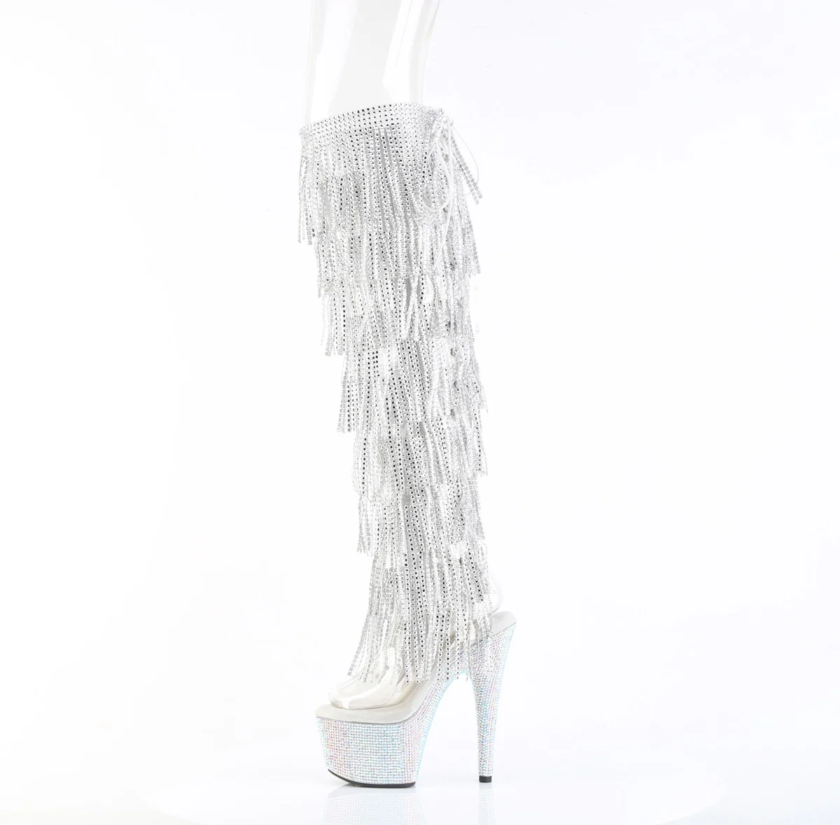 Transparent 7 Inch High Fashion Thigh High Boots - Pleaser BEJEWELED-3019C-RSF- - Image 3