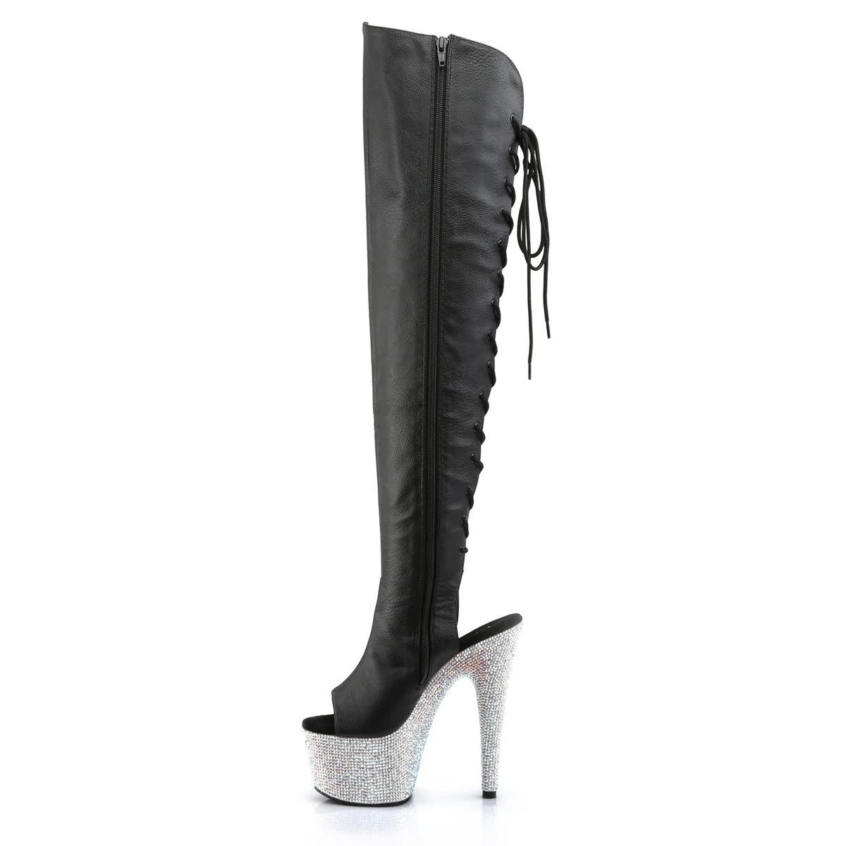 Black 7 Inch Glamour Models Thigh High Boots - Pleaser BEJEWELED-3019DM-7 - Image 3