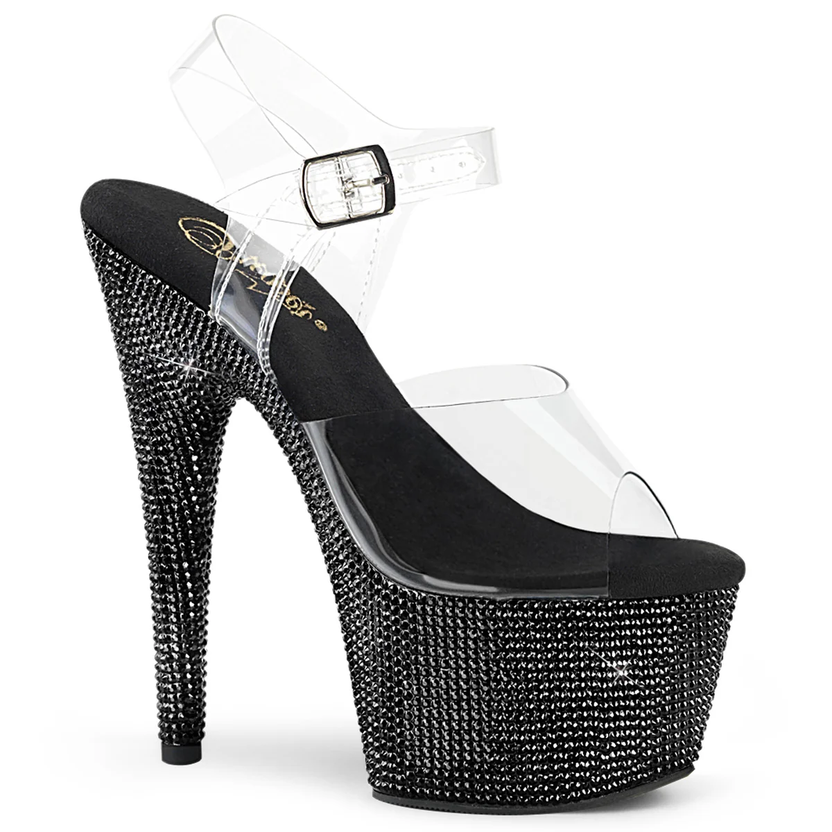 Clear Black 7 Inch Glam Style Platform Shoes -  Pleaser BEJEWELED-708DM